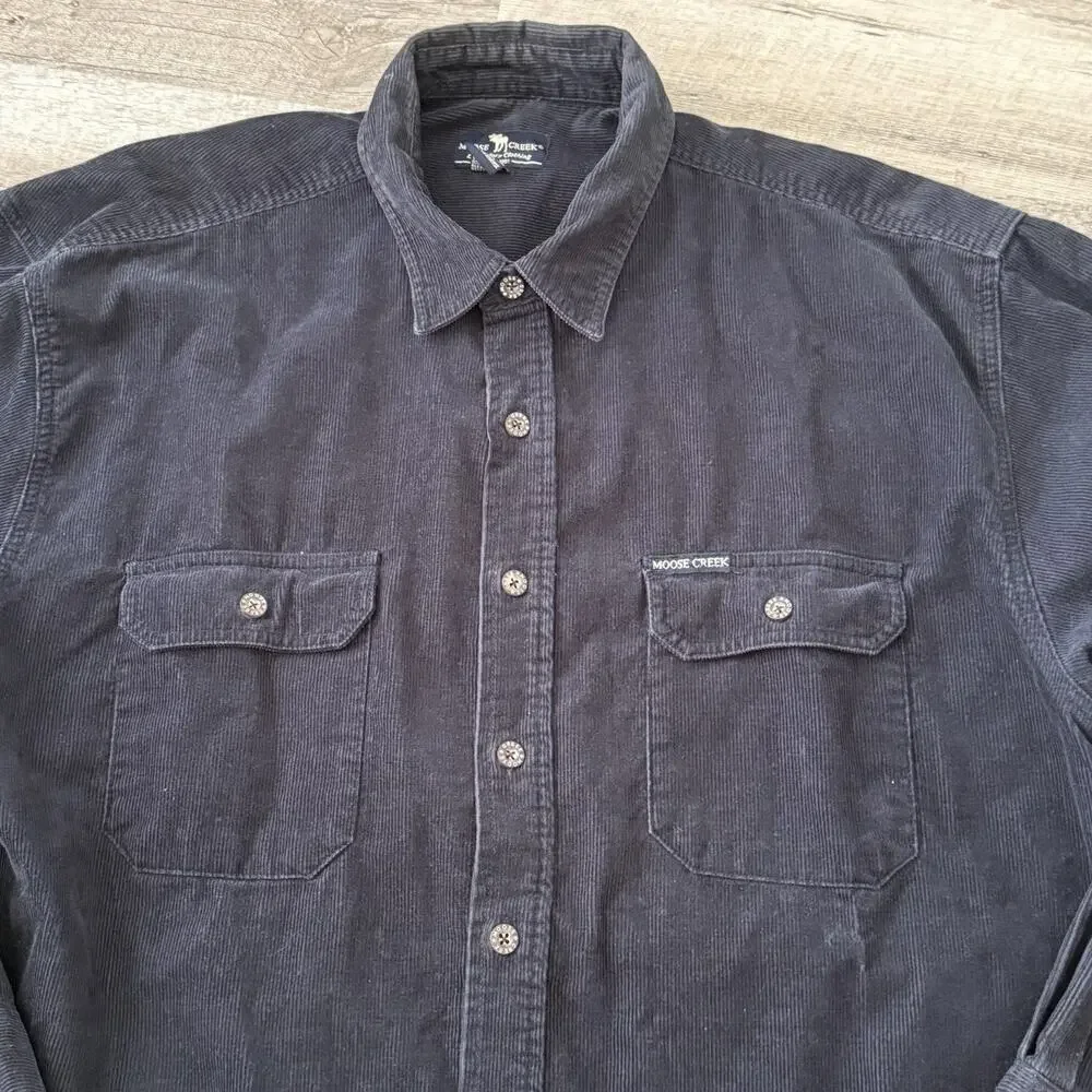 Moose Creek Corduroy Shirt Mens Sz XXL Blue Long Sleeve Shacket 100% Cotton